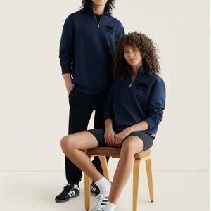 ROOTS navy blue quarter zip stein shirt